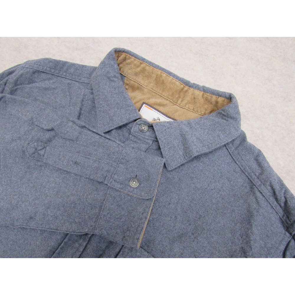 Legendary Whitetails Mens Flannel Shirt Blue Corduroy Trim Cotton‎ Large 6464